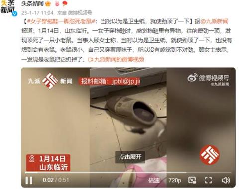 女子穿拖鞋一腳懟死小老鼠！網友調侃：吸入過量“毒氣”致死