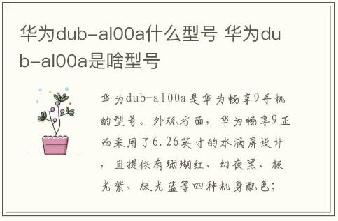 華為dub-al00a什么型號(hào) 華為dub-al00a是啥型號(hào)