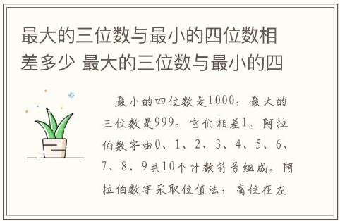 最大的三位數與最小的四位數相差多少 最大的三位數與最小的四位數之間差多少