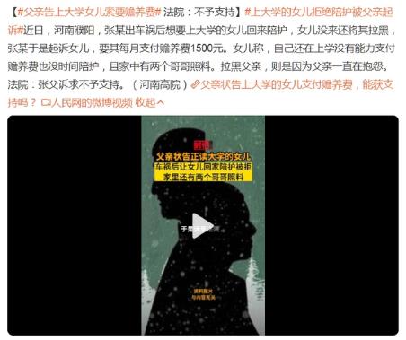 父親告上大學(xué)女兒索要贍養(yǎng)費(fèi) ,法院回應(yīng):不予支持