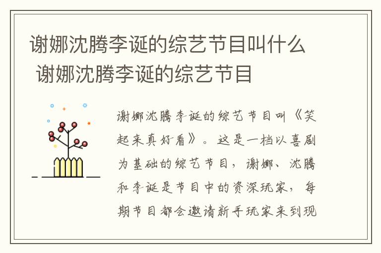 謝娜沈騰李誕的綜藝節目叫什么 謝娜沈騰李誕的綜藝節目