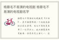 楊蓉毛不易演的電視劇 楊蓉毛不易演的電視劇名字