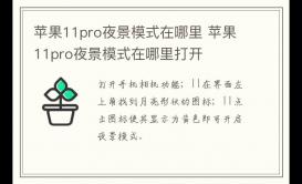 蘋果11pro夜景模式在哪里 蘋果11pro夜景模式在哪里打開